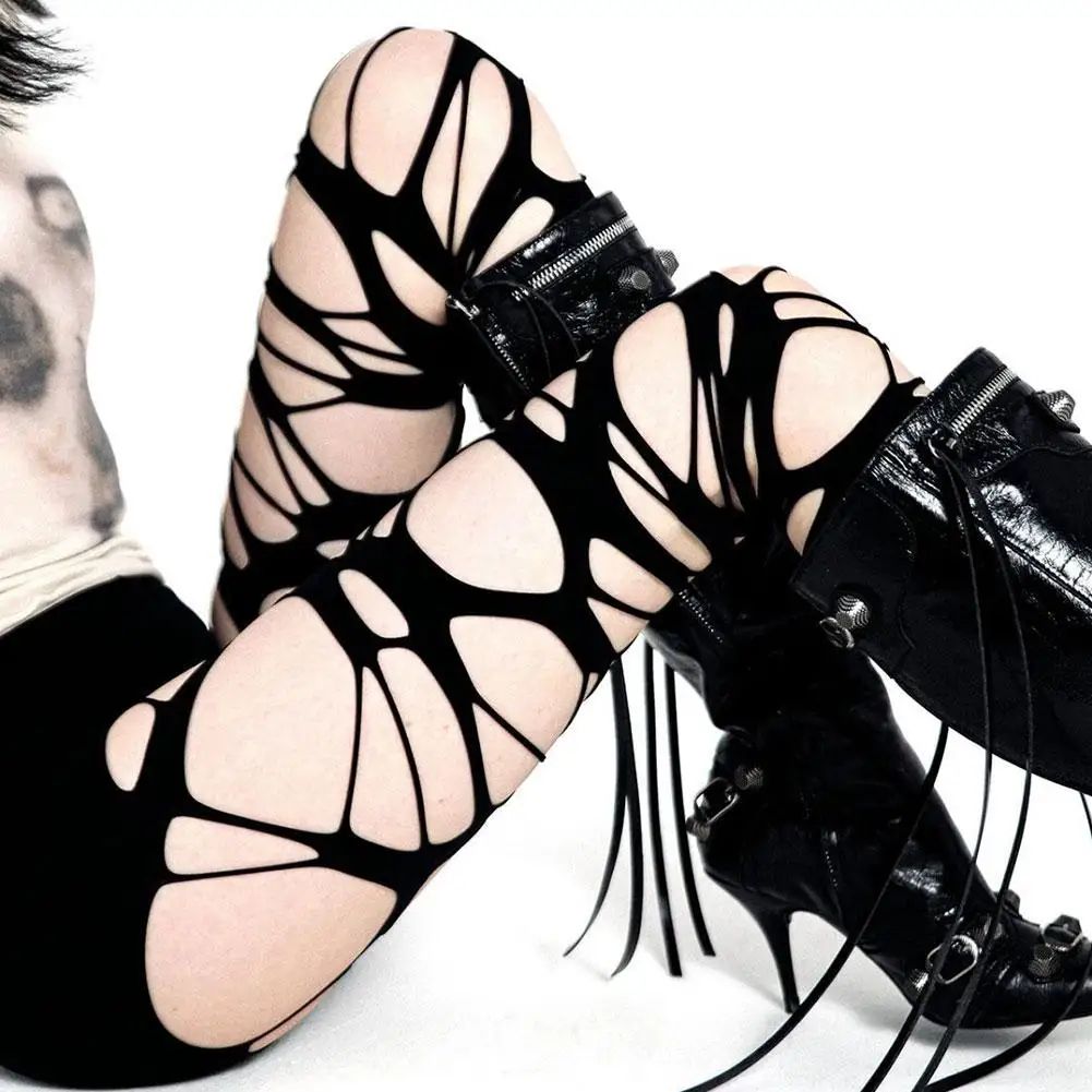 Y2K Punk Ripped Fishnet Stockings