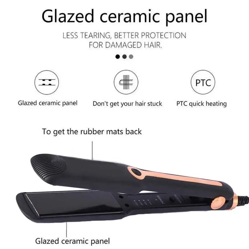 2 in 1 Hair Straightener and Curler Ceramic Flat Iron with Adjustable Temperature and Negative Ion Technology