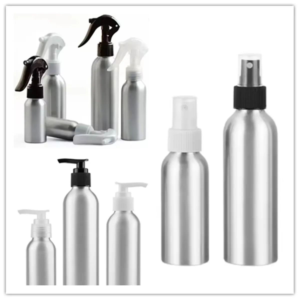 Refillable Aluminum Spray Bottle with Fine Mist Sprayer & Lotion Pump – Travel Size 1oz–8oz