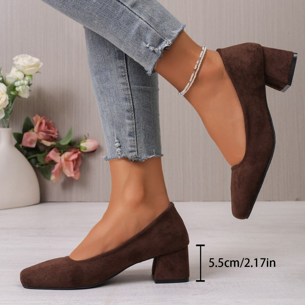 Shallow Women High Heels Shoes, Retro Mid Heels Pumps, Fashion Trend Autumn Designer Walking Dress Shoes