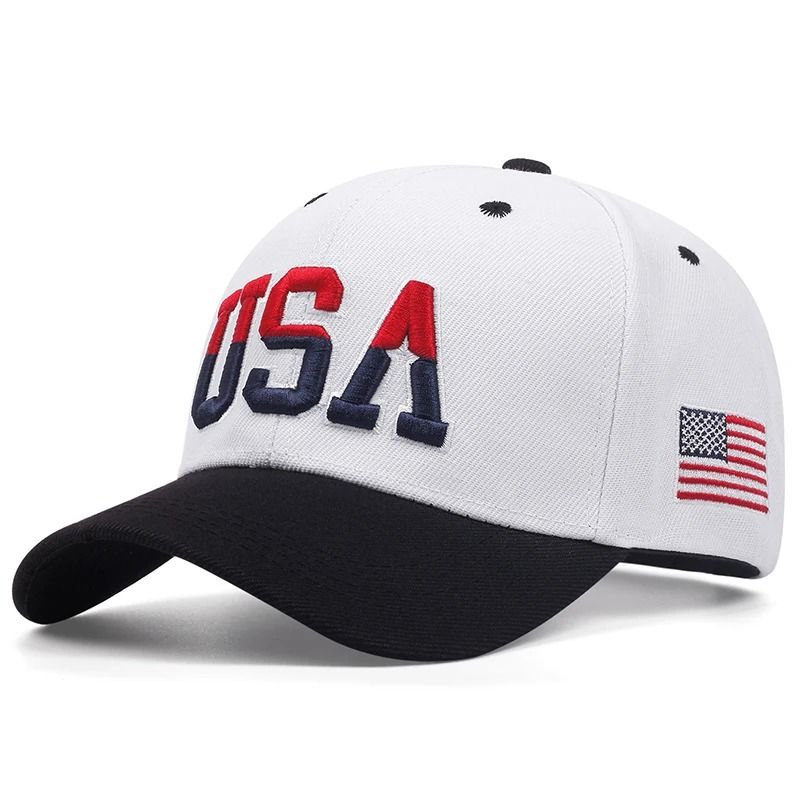 USA Side American Flag Flat Edge Hat