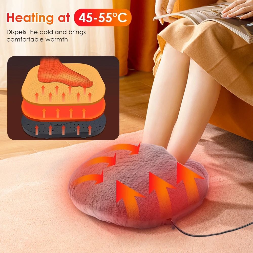 USB Winter Electric Foot Heating Pad Soft Plush Under Desk Warmer Mat