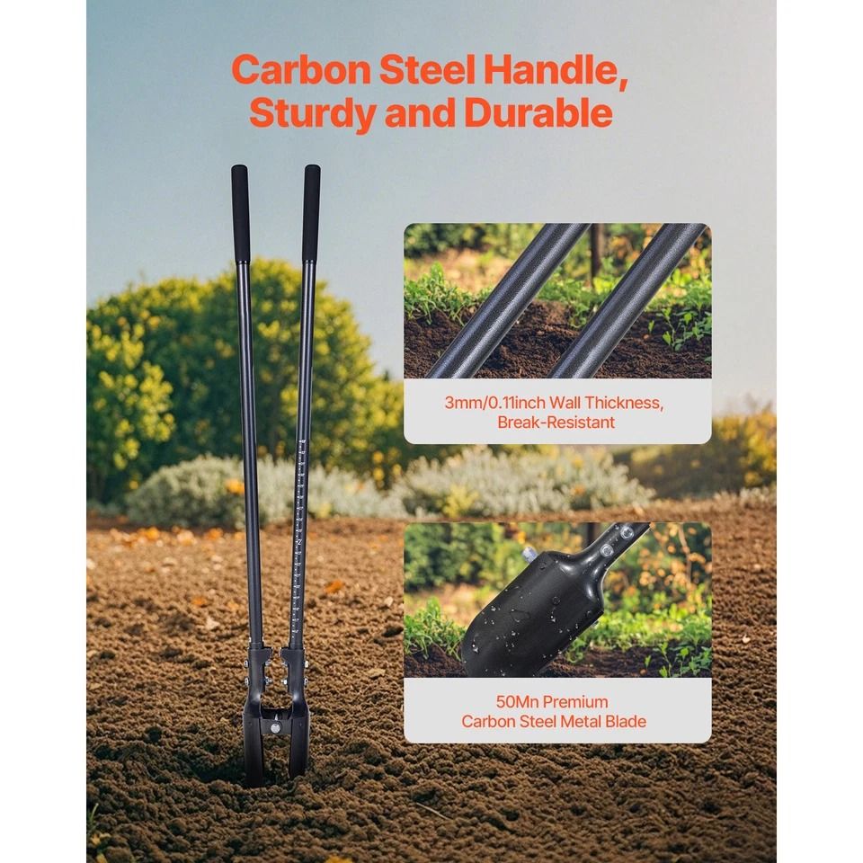 Post Hole Digger with Carbon Steel Handle Manual Hole Digger for Garden and Fence Projects