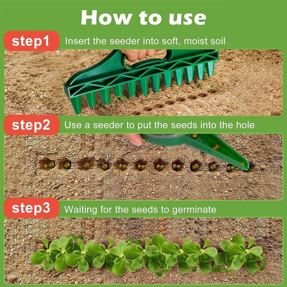 12-Hole Hand Dibber Garden Seeder Tool for Fast Precision Planting