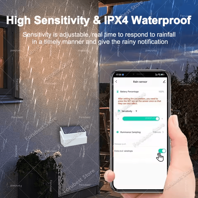 SmartRain Zigbee Solar Rain and Light Sensor for Tuya Home Assistant