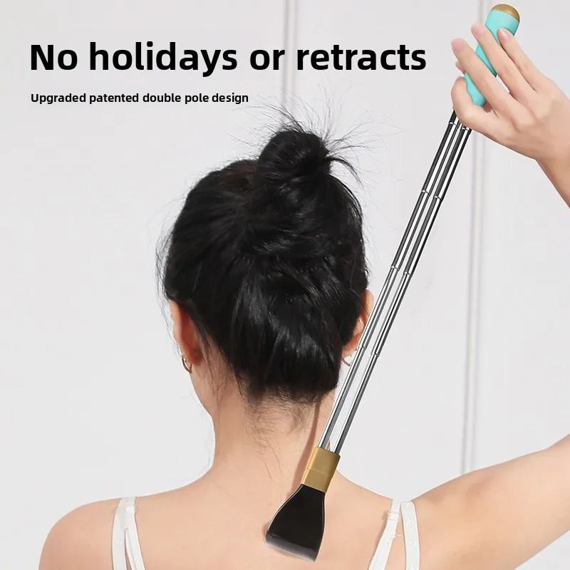 Extendable Dual Rod Stainless Steel Back Scratcher for Itch Relief