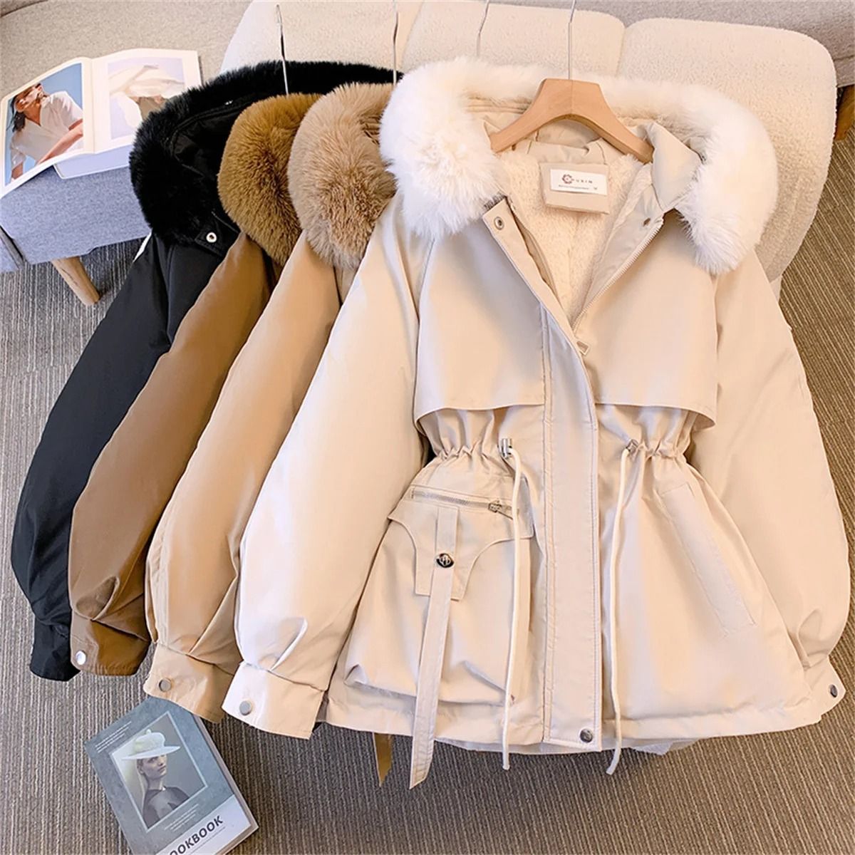 Stylish Womens Hooded Padded Jacket Korean Style Winter Parka Coat