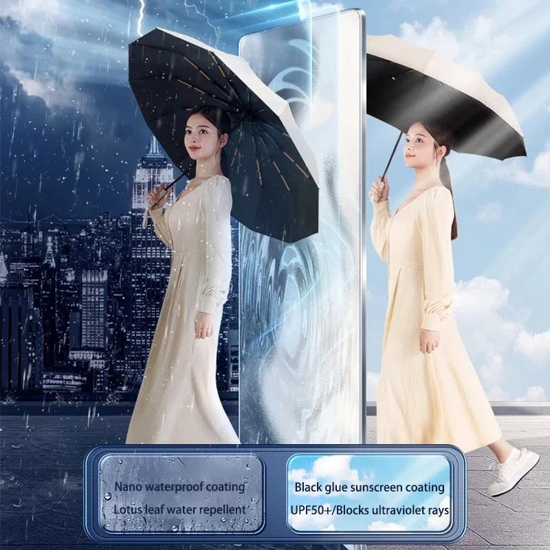 Large Automatic Windproof Travel Umbrella Waterproof Sun and Rain Protection