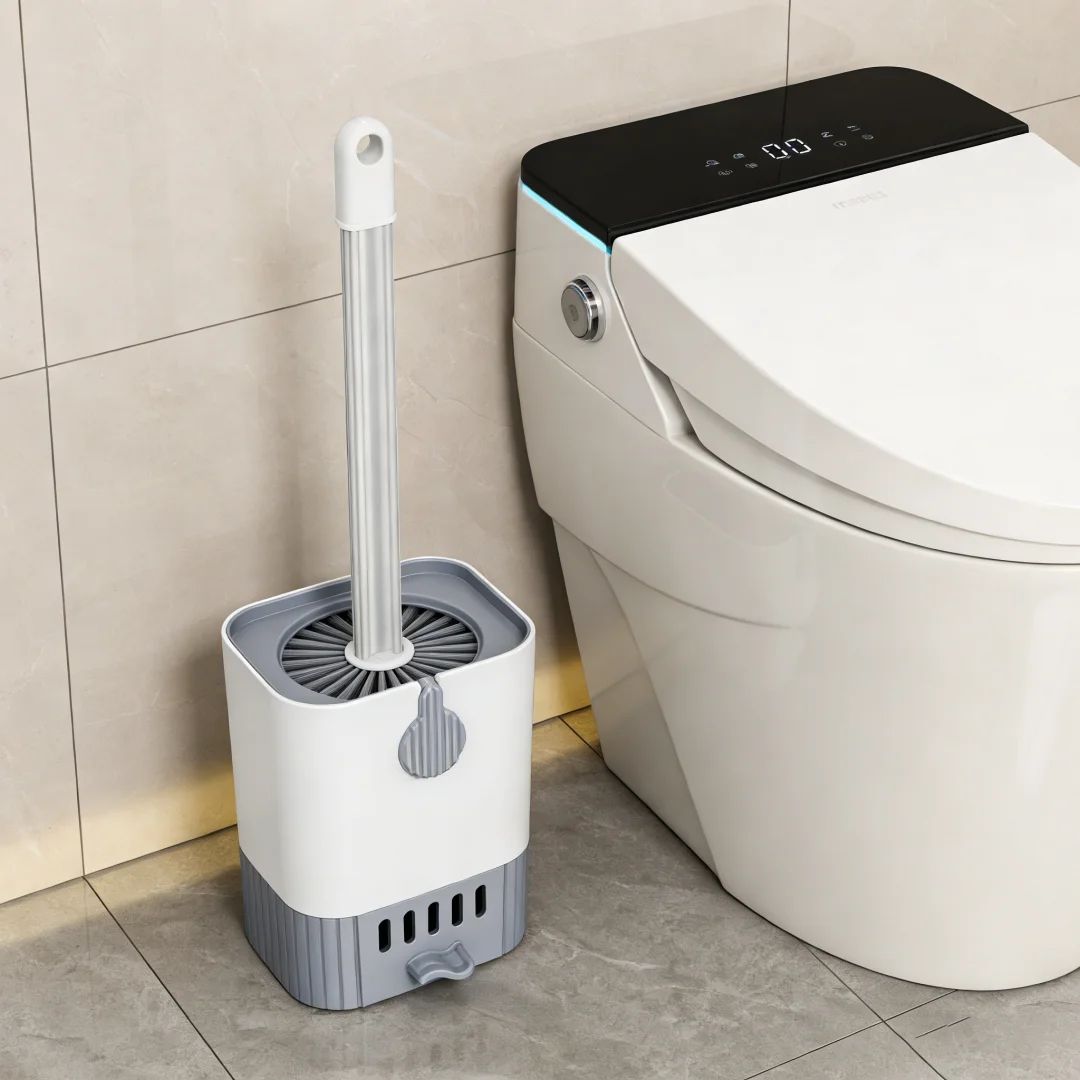 FlexReach Angled Toilet Scrubber Brush for Under Rim Deep Cleaning