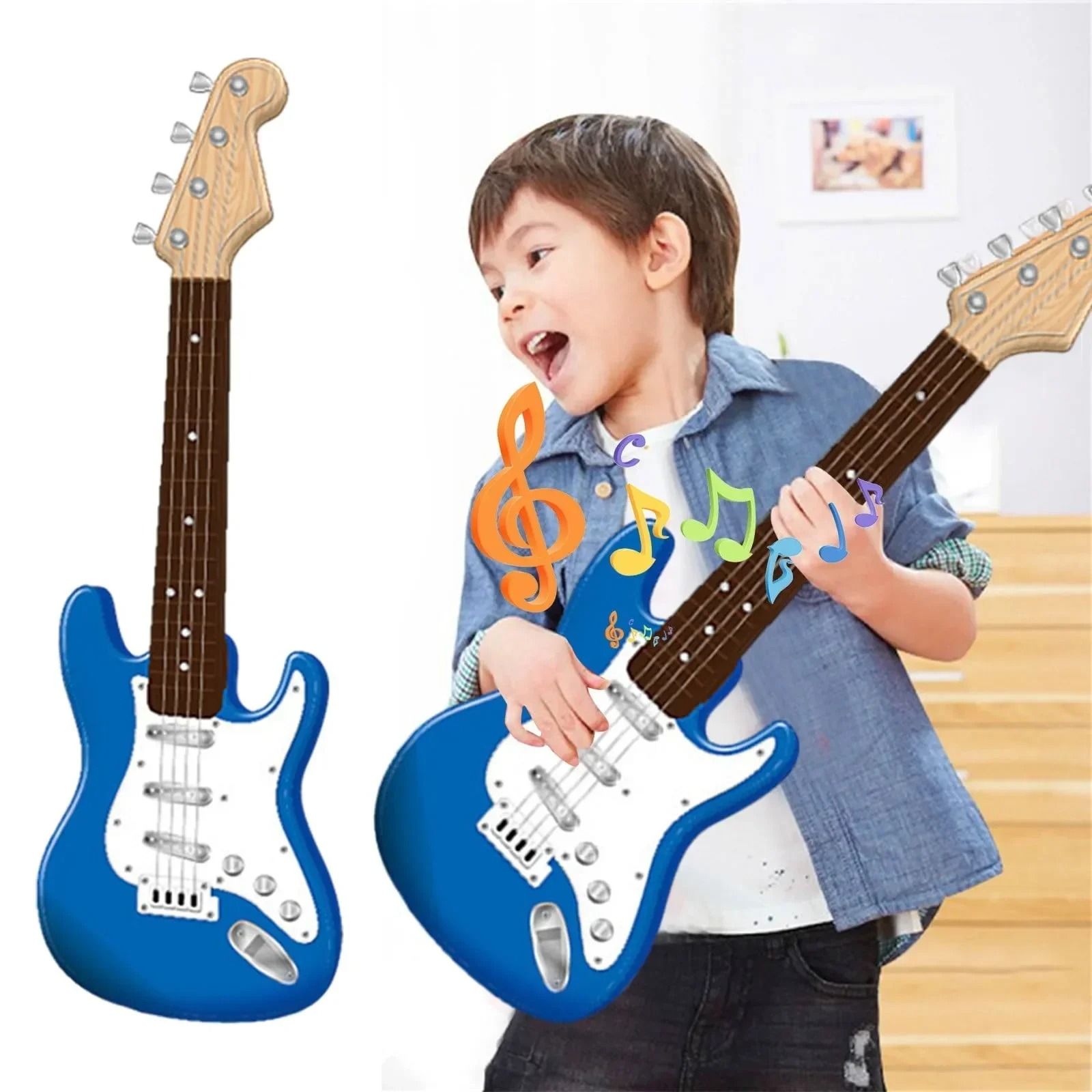 17-Inch Kids Electric Guitar Toy – Interactive Musical Instrument with LED Lights