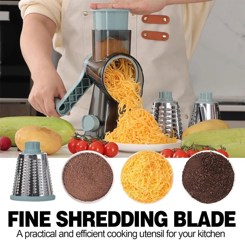 3 in 1 Rotary Cheese Grater Manual Vegetable Slicer and Nut Grinder