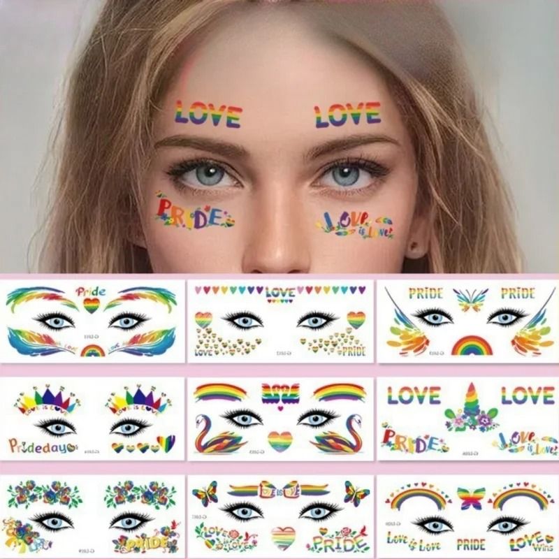 Rainbow Design Temporary Face Stickers For Parties And Festivals