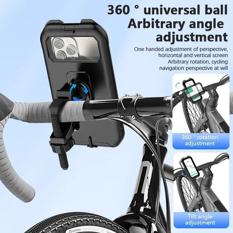 Waterproof Motorcycle & Bicycle Phone Holder 360° Rotating Adjustable GPS Stand