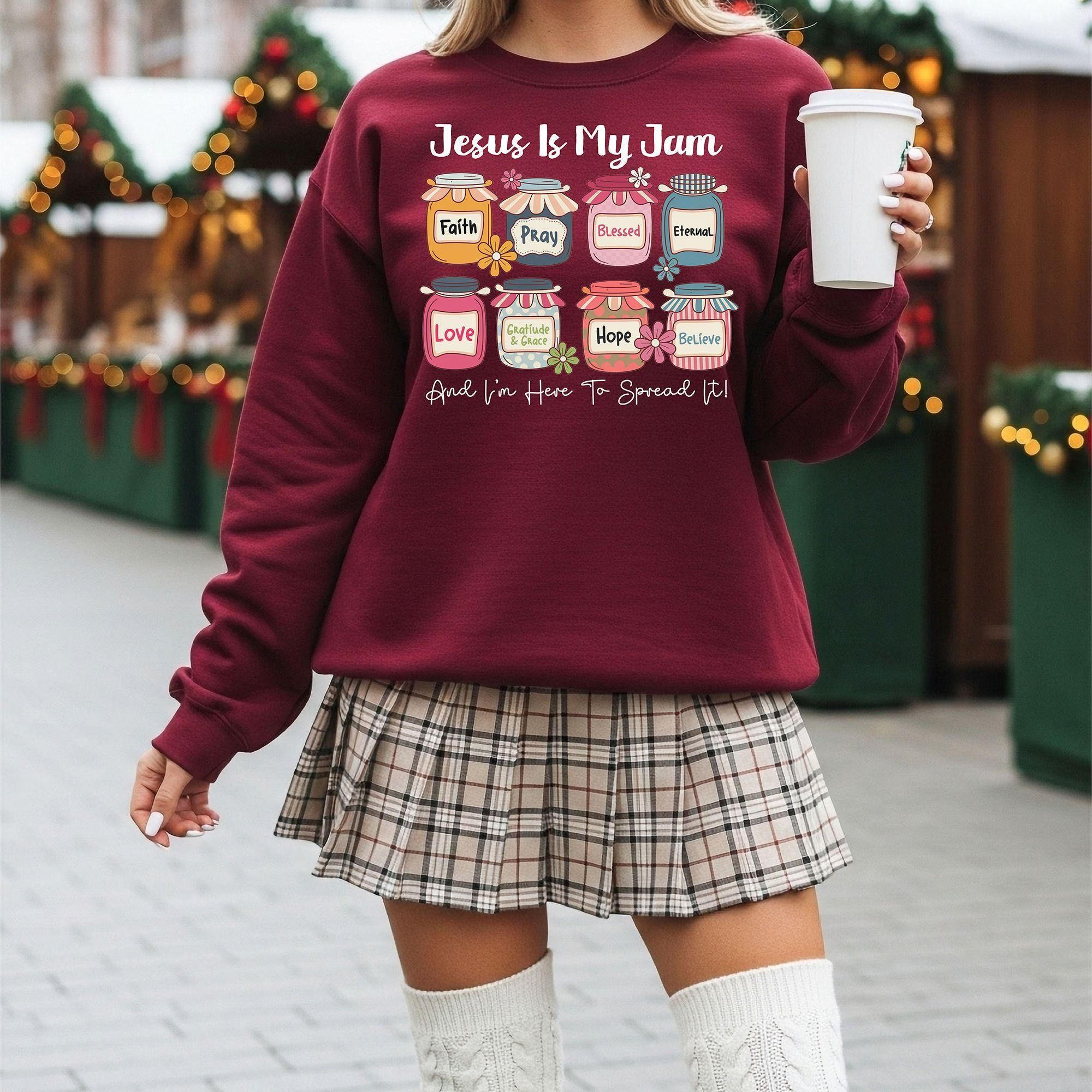 Jesus Is My Jam Christmas Sweatshirt, Faith Christian Sweatshirt, Religious Holiday Crewneck, Blessed Cozy