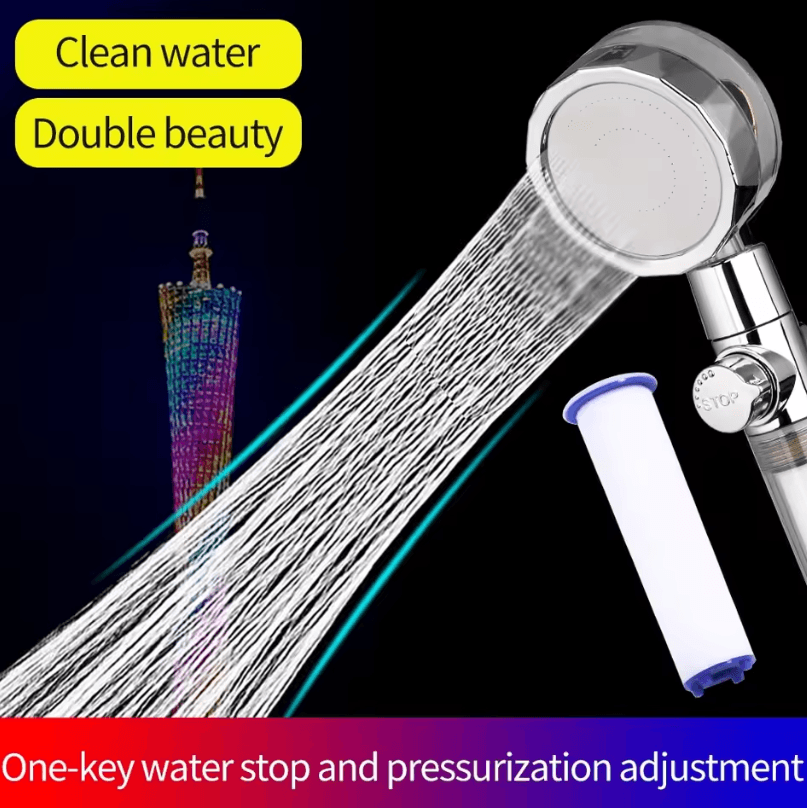 New Propeller Driven Shower Head Cotton Filter Turbocharged High Pressure Handheld Shower Nozzle
