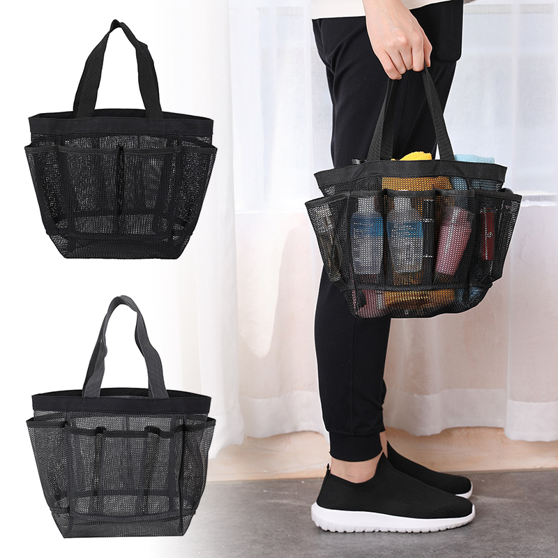 Large Capacity Mesh Beach Bag with Pockets Waterproof Shower and Swimming Organizer