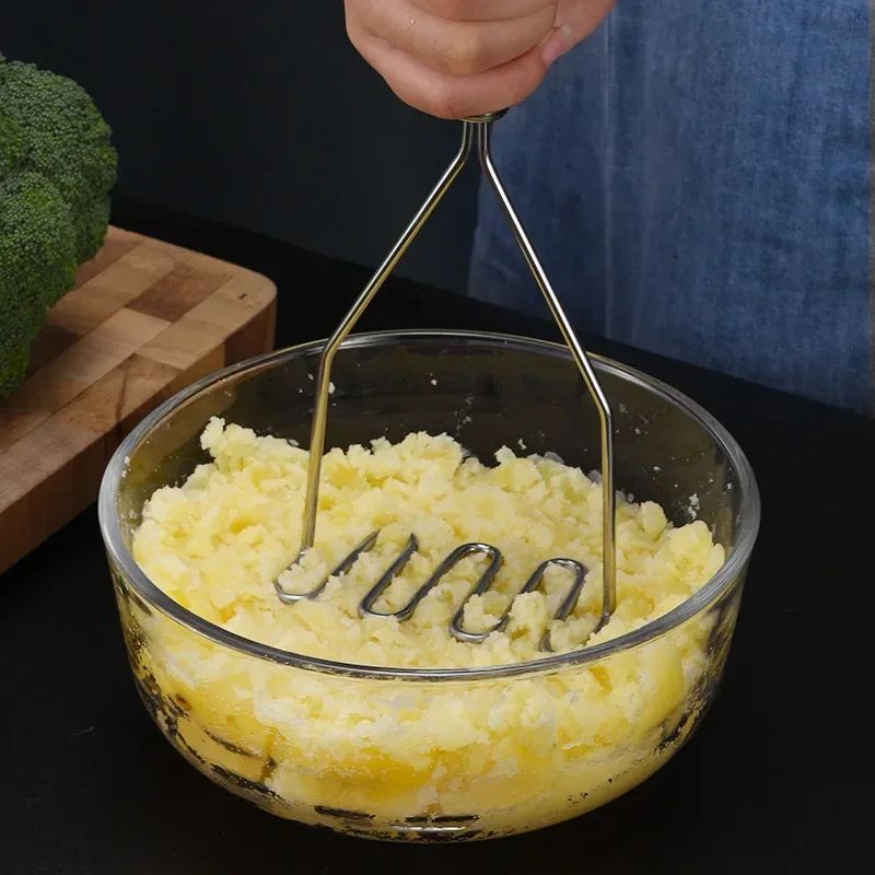 Stainless Steel Potato Masher & Baby Food Press – Heavy-Duty Manual Vegetable Masher