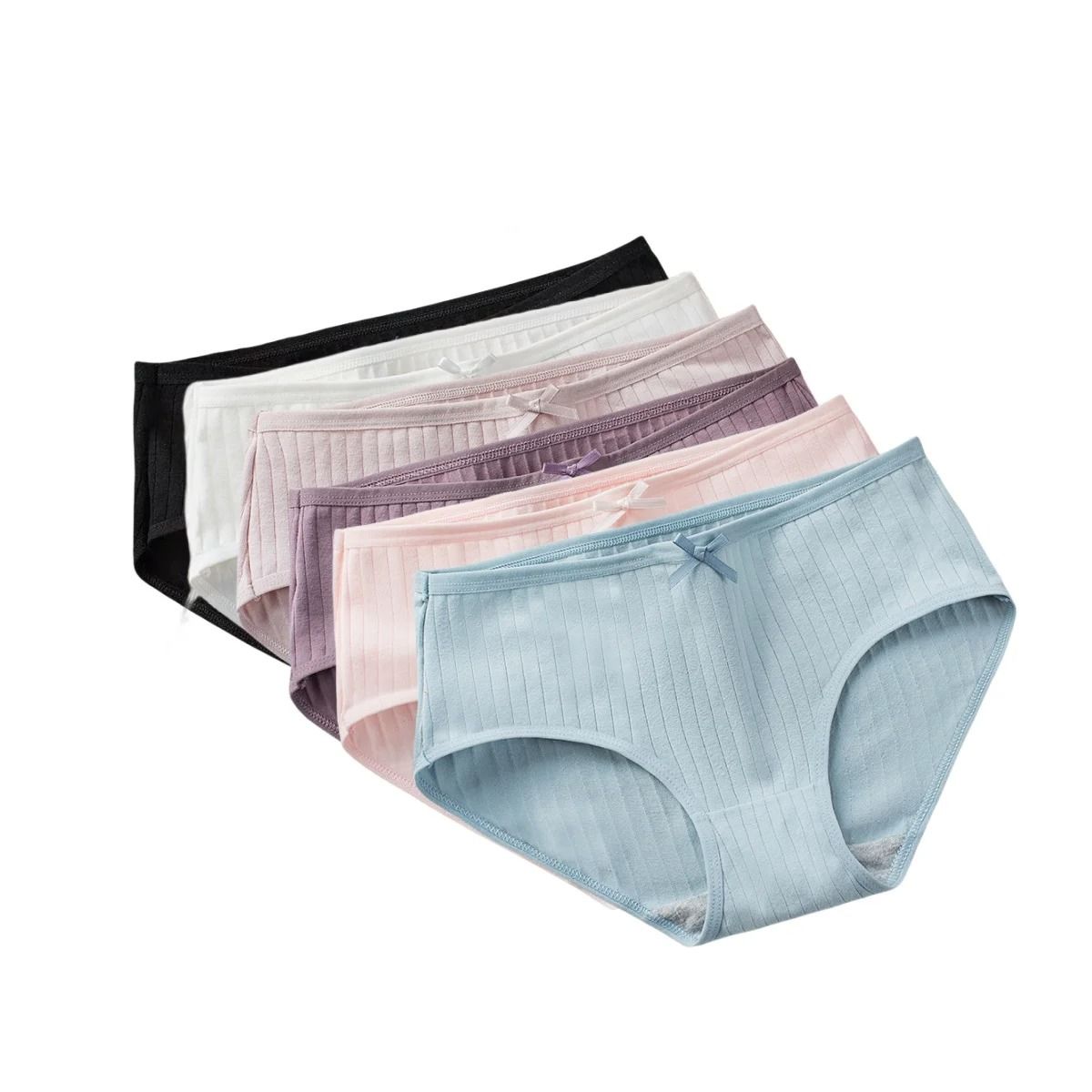 Womens Cotton Breathable Brief Underwear Soft Stretch Everyday Panties Six Piece Set