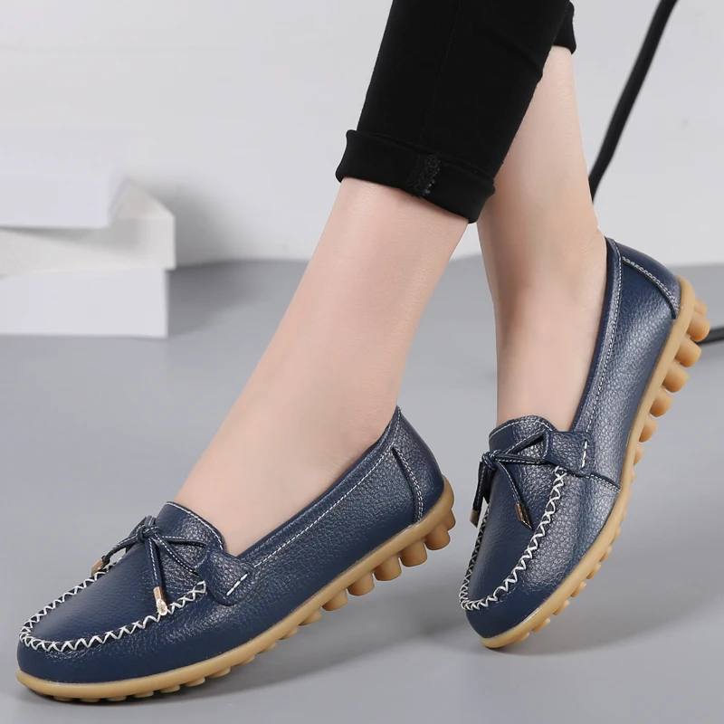 Genuine Leather New Woman Flats Shoes Ballet Flat Sneakers Soft Moccasins Ladies Boat Ballerina Espadrilles Creepers