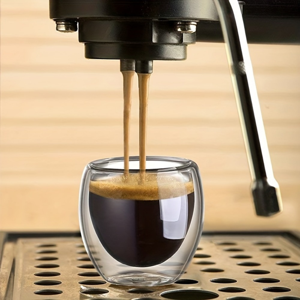 Double-Wall Clear Glass Espresso Cups, Insulated Coffee, Latte, Tea, Cafe, Milk, Restaurant Use