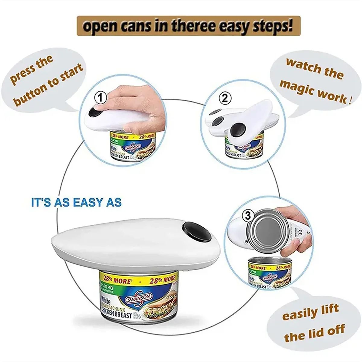 Electric One-Touch Automatic Can Opener Set