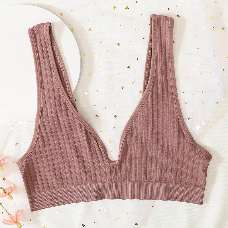 Women's Deep V-Neck Seamless Push-Up Bralette Wireless Lingerie Crop Top