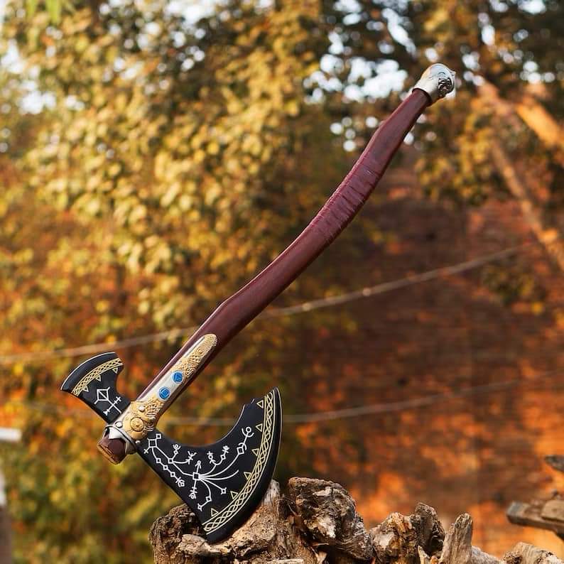 hunting axe, viking axe, with rose wood, engraved cutting axe, anniversary gifts for her, gifts for him, camping axes