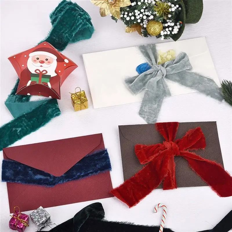 Frayed-Edge Velvet Suede Ribbon | Professional 1.57 in Wedding Invitation & Bouquet Wrapping System