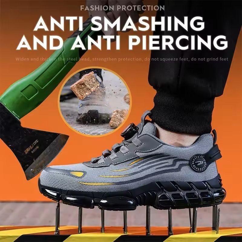 Men's Rotating Button Safety Shoes with Steel Toe Protection