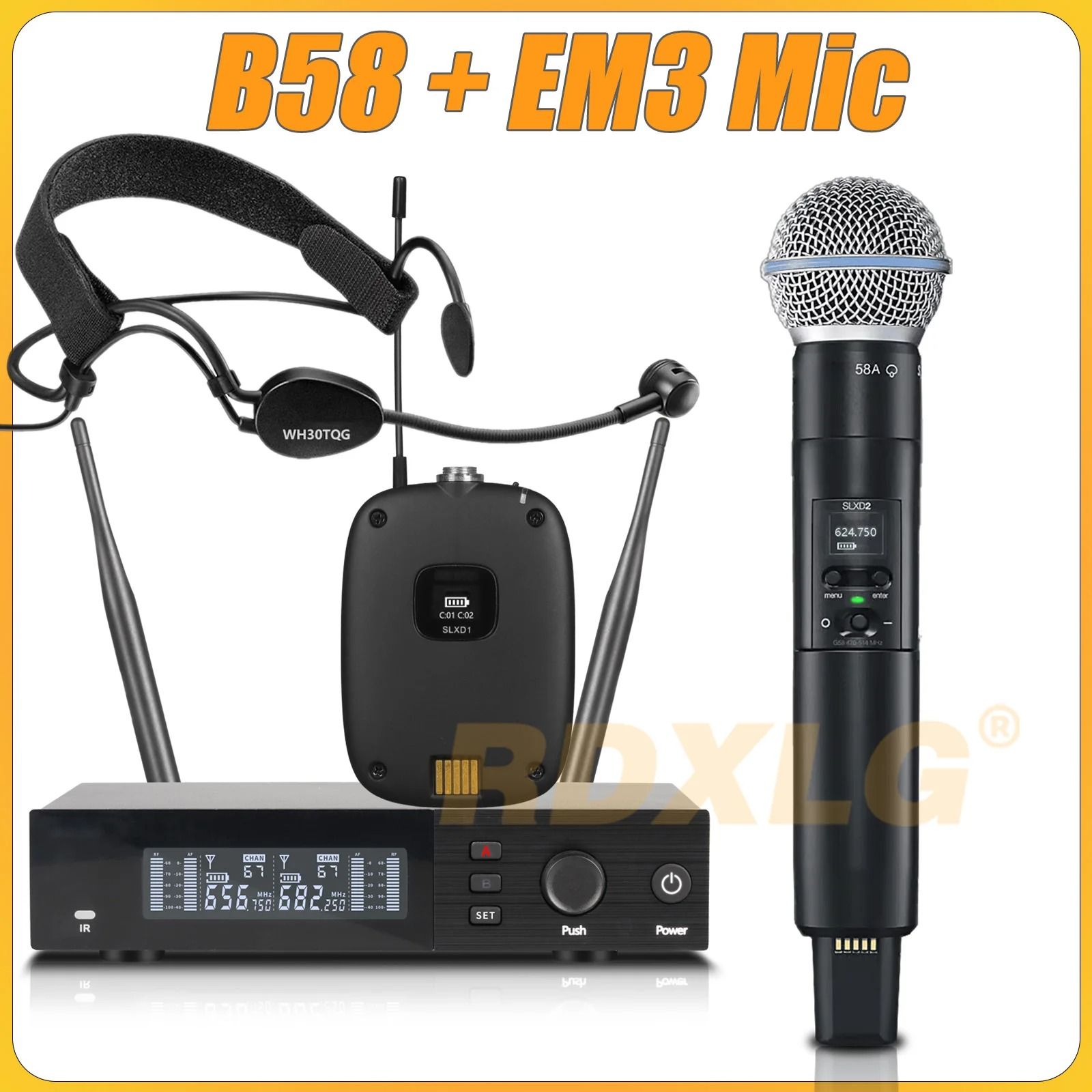 SLXD4 Professional Dual Wireless Microphone System with Two Handheld UHF Microphones