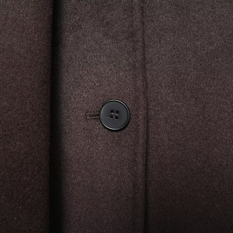 Chocolate Brown Scarf Jacket Women, Loose Thick Warm Coat Autumn Winter Casual Office Lady Outwear