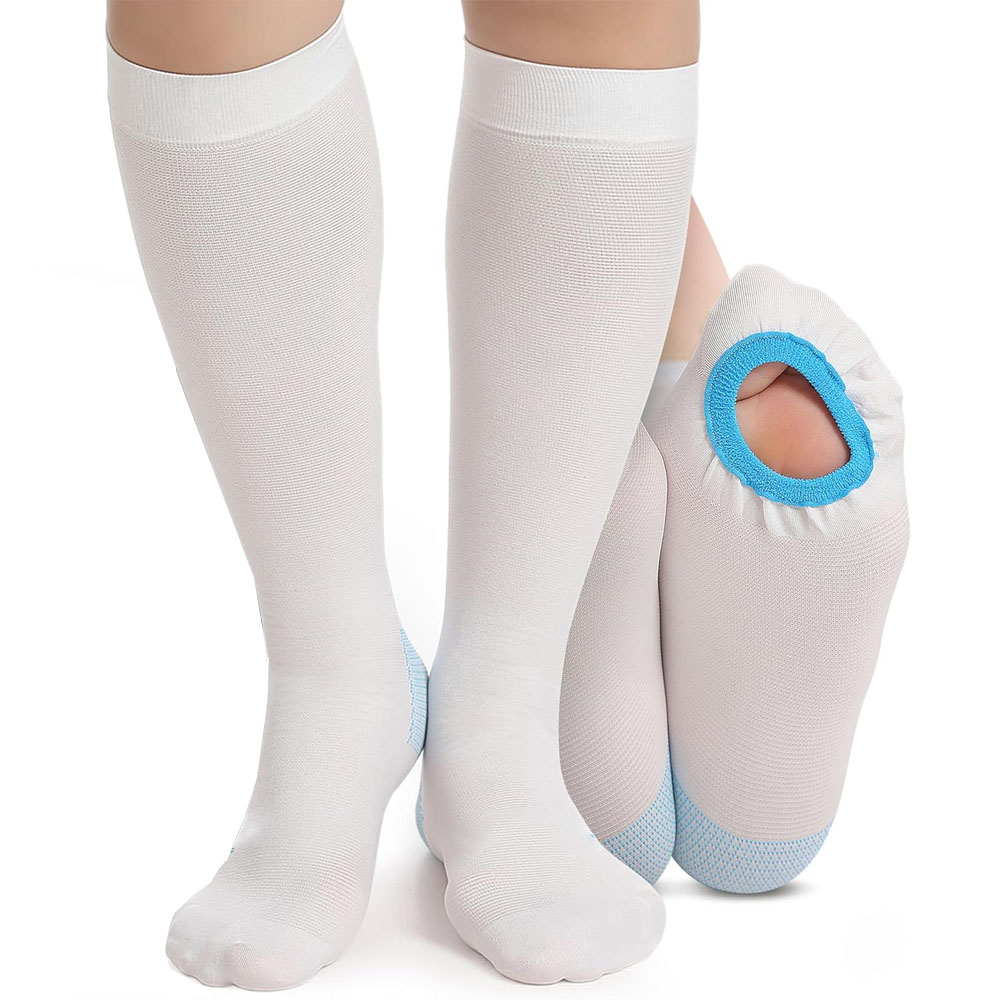 Compression Stockings for Women & Men Knee-High Anti-Embolism with Inspection Hole