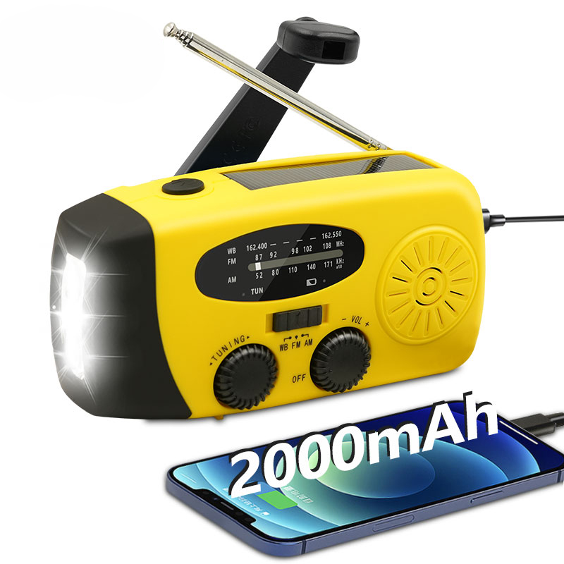 Solar Hand Crank Emergency Radio with NOAA Weather Alert USB Charger Flashlight
