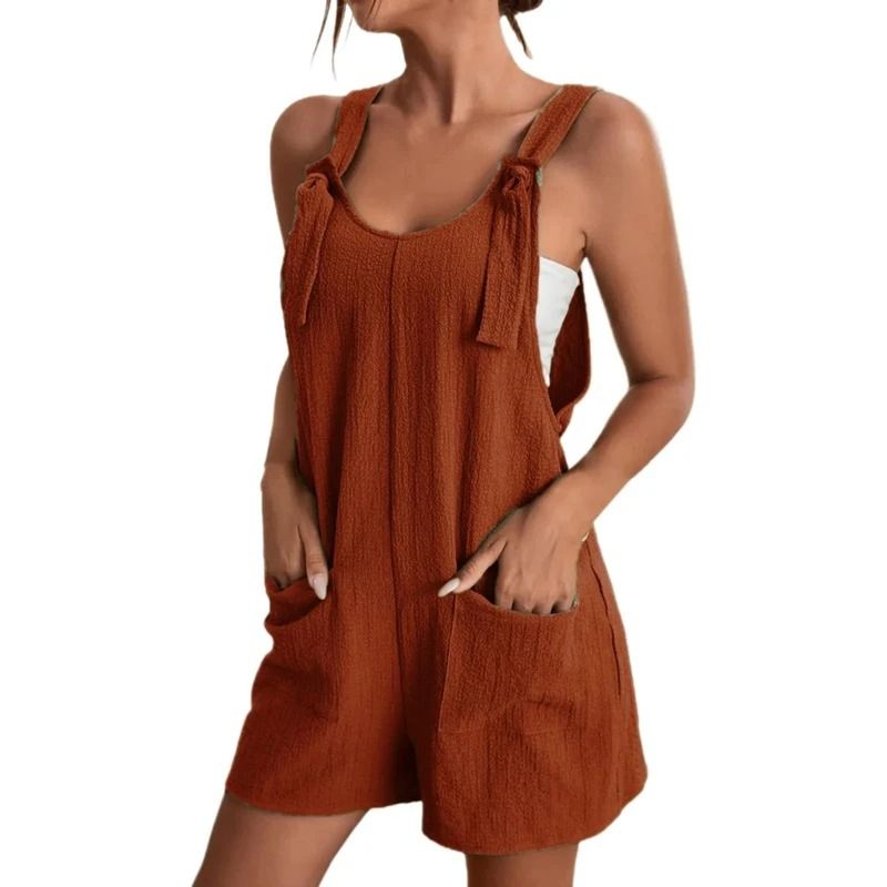Women Summer Strappy Jumpsuit with Pockets Casual Loose Fit