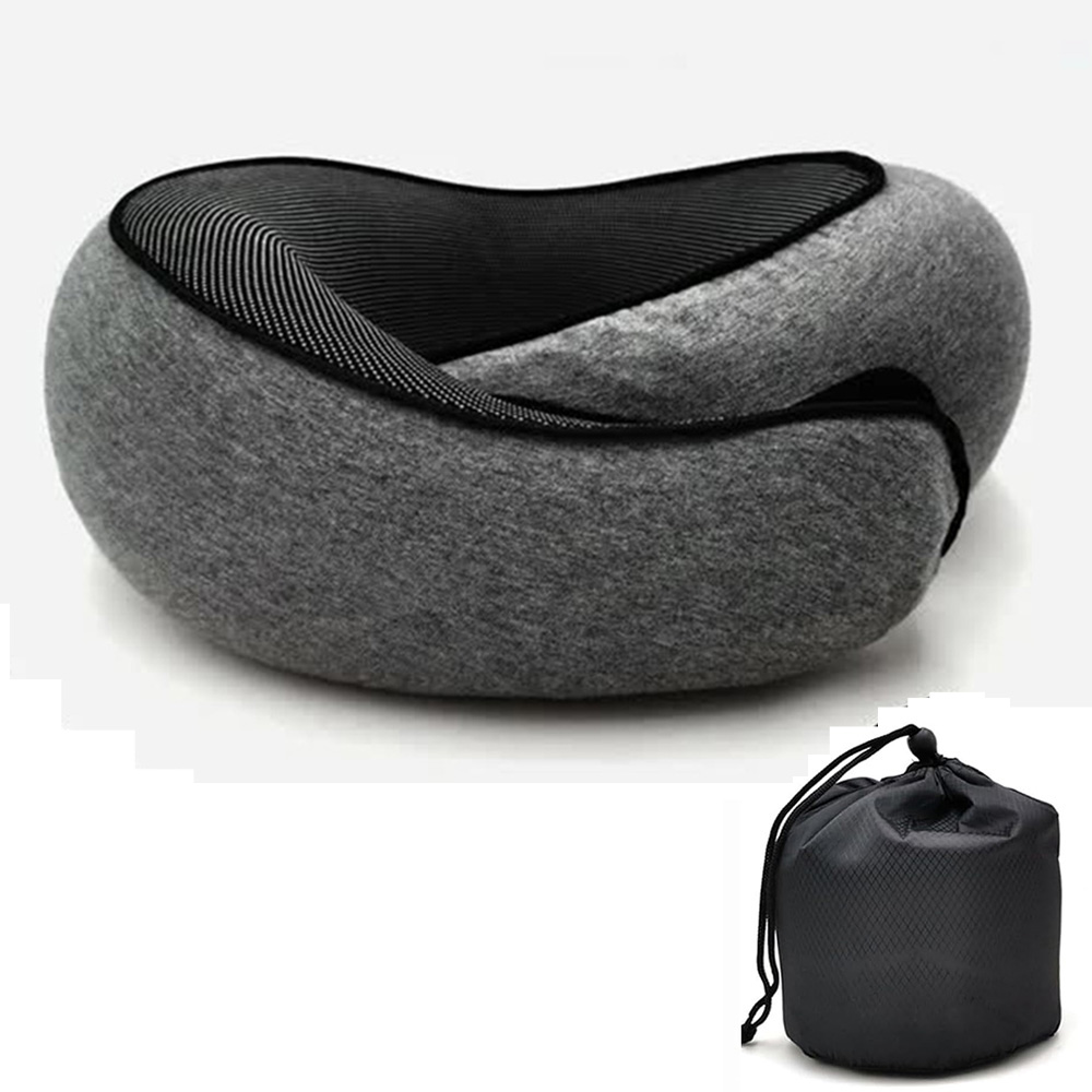 Portable Travel Neck Pillow, Memory Foam U-shaped Neck Support, Adjustable Snail Style Soft Sleep Pillows for Noon Break