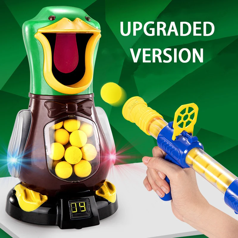 Hungry Duck Foam Balls Electronic Target Practice Toys Air-powered Shooting Duck Battle Game with Light Sound