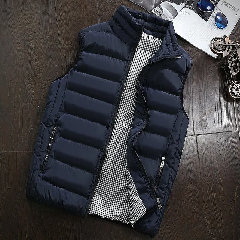 Men Windproof Warm Padded Vest Winter Sleeveless Jacket