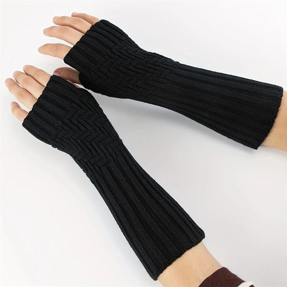 Unisex Crochet Fingerless Long Gloves and Knit Arm Warmers