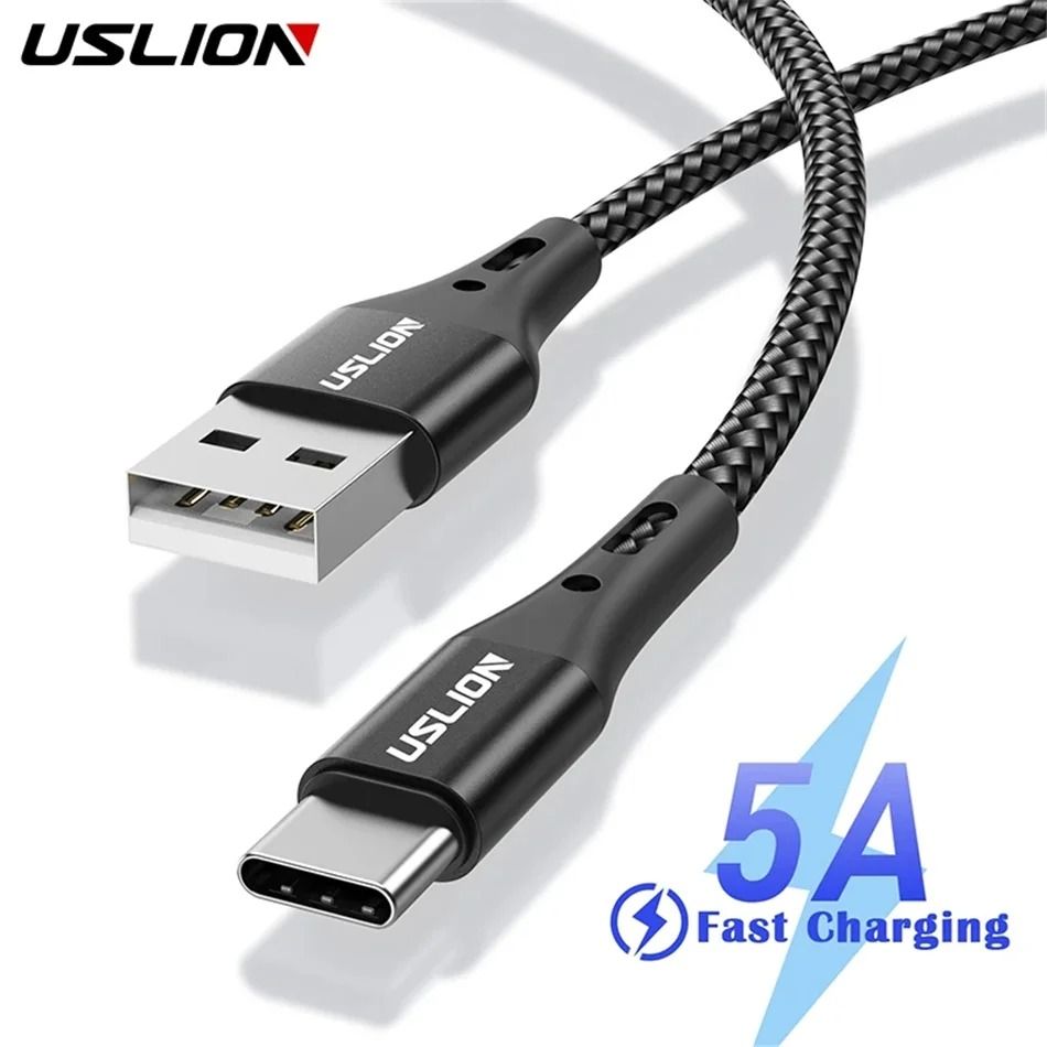 USLION 5A USB Type C Fast Charging Cable for Samsung Xiaomi Mobile Phones