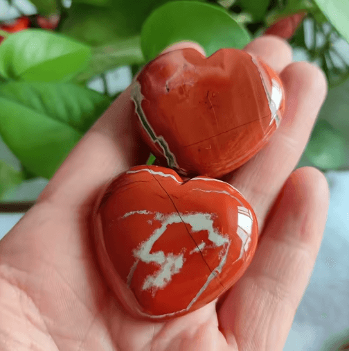 Natural Red Jasper Heart Pendant Decorative Stone Accent for Home, Gifts & Jewelry
