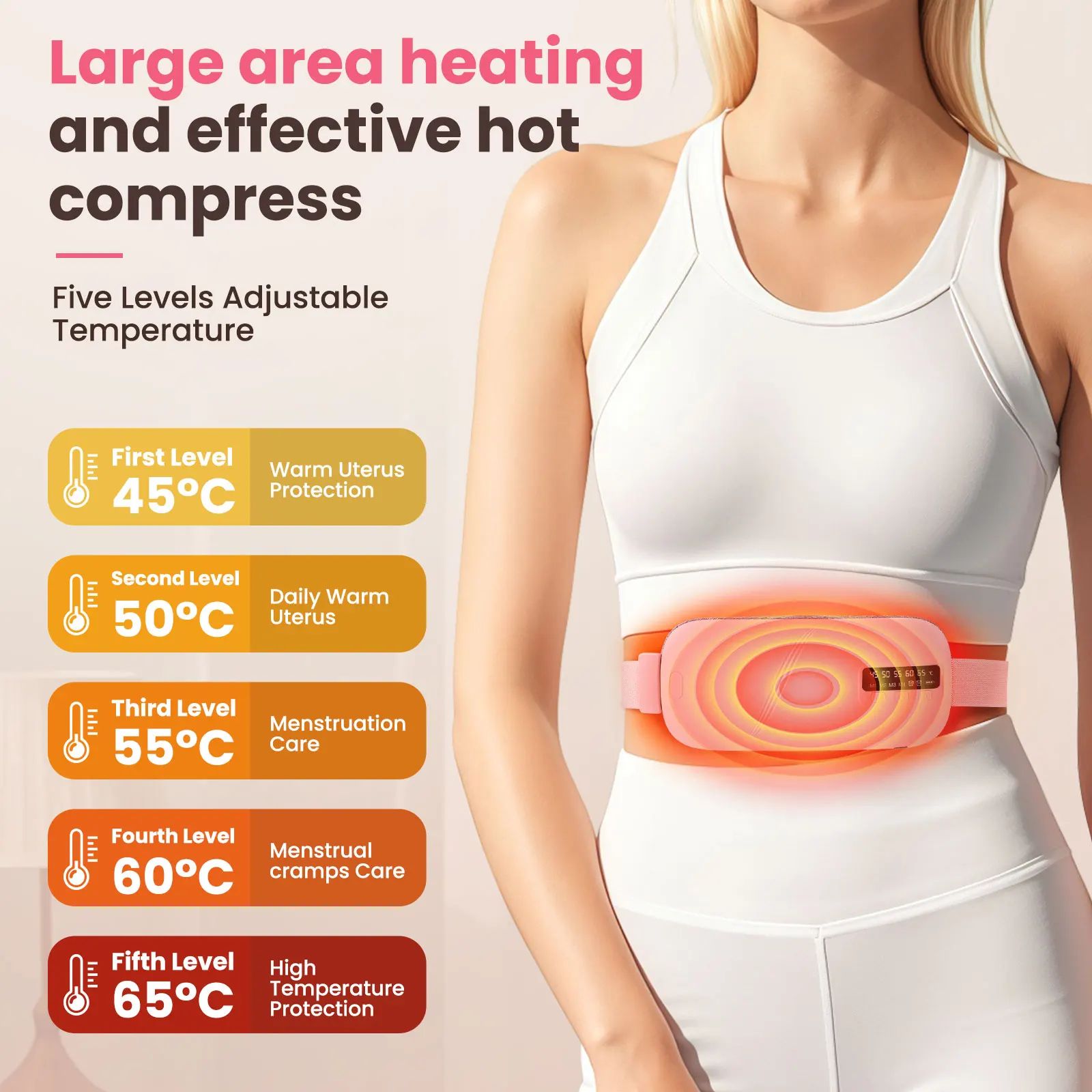 SmartHeat Pro Waist Massager Belt – Rechargeable Menstrual Heating Pad with 5 Modes & Vibration Relief