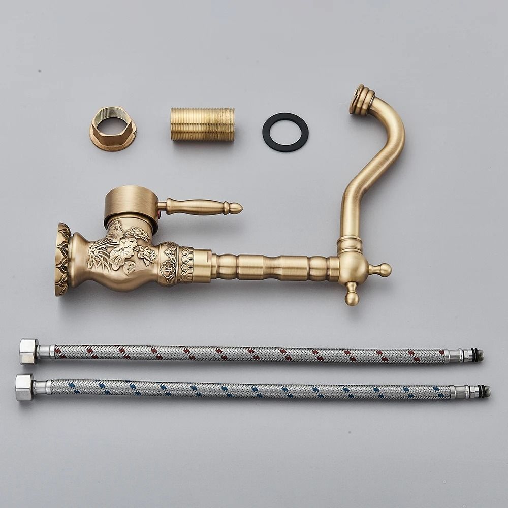 Retro Brass Antique Bronze Kitchen Faucet – Deck Mounted Single Handle Mixer