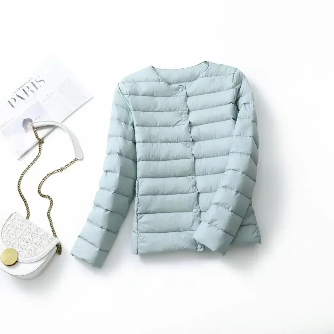 Lightweight Puffer Jacket Women Packable White Duck Down Slim Fit Winter Coat