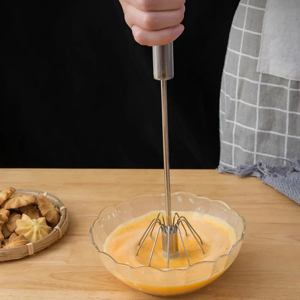 Stainless Steel Semi Automatic Whisk Blender – Versatile Egg Beater & Hand Push Mixer