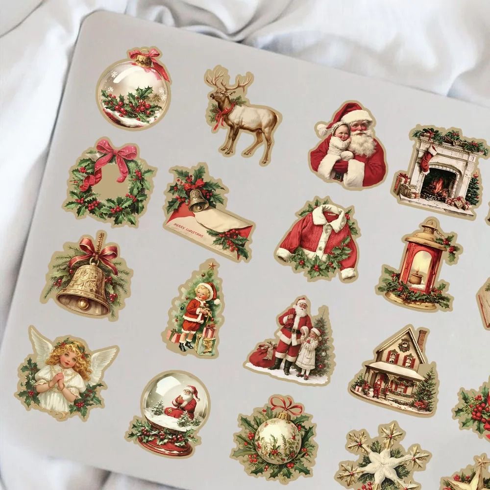 50-Piece Creative Retro Christmas Vinyl Sticker Set