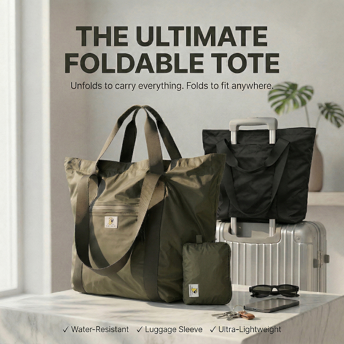 Foldable Travel Bag Large Capacity Carry On Tote Gym Duffel for Weekend and Fitness Use