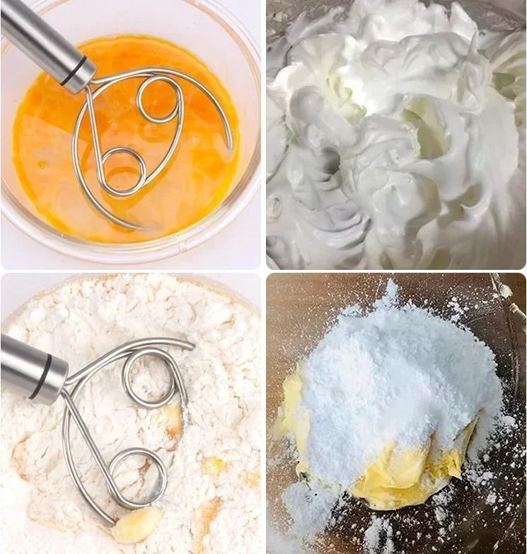 Stainless Steel Danish Dough Whisk With Wooden Handle