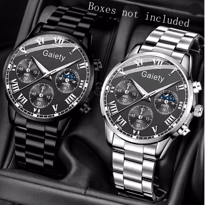 Couple Leather Quartz Watch Set Simple Casual Dial