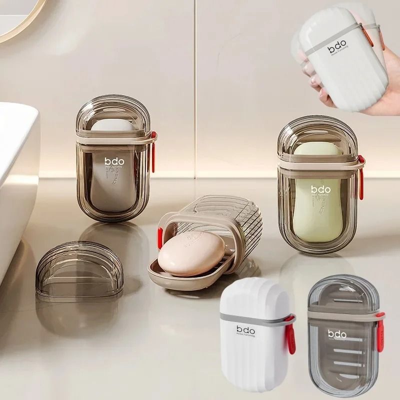 Portable Plastic Soap Case Travel Container with Drain Cover for Travel Use