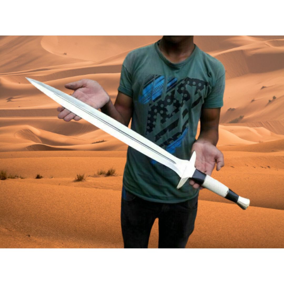 Handmade Sword | Camel Bone Handel Viking Sword | Survival Sword | Double Edge Sword | Replica Hunter New Sword Gift